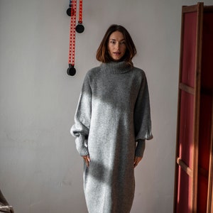 Turtleneck Pure Wool Knitted Dress