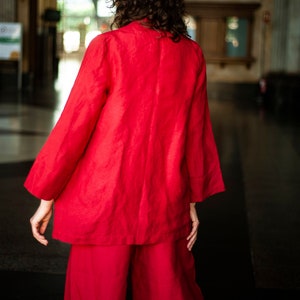 Elegant linen blazer and wide linen pants