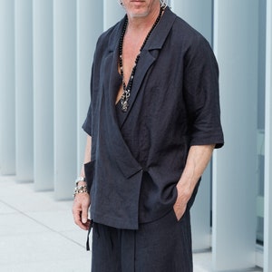 SUMMER LINEN BLAZER Linen Kimono Jacket Stylish Linen Blazer Wear Our Men s Kimono inspired Linen Blazer for Effortless Style Etsy Canada