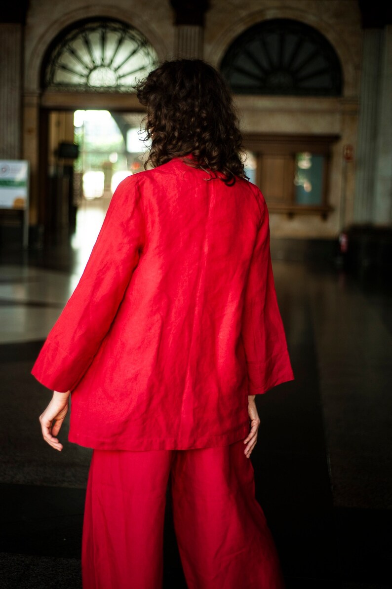 Elegant linen blazer and wide linen pants