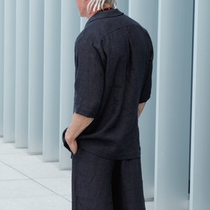 Men's linen blazer and wide-leg pants