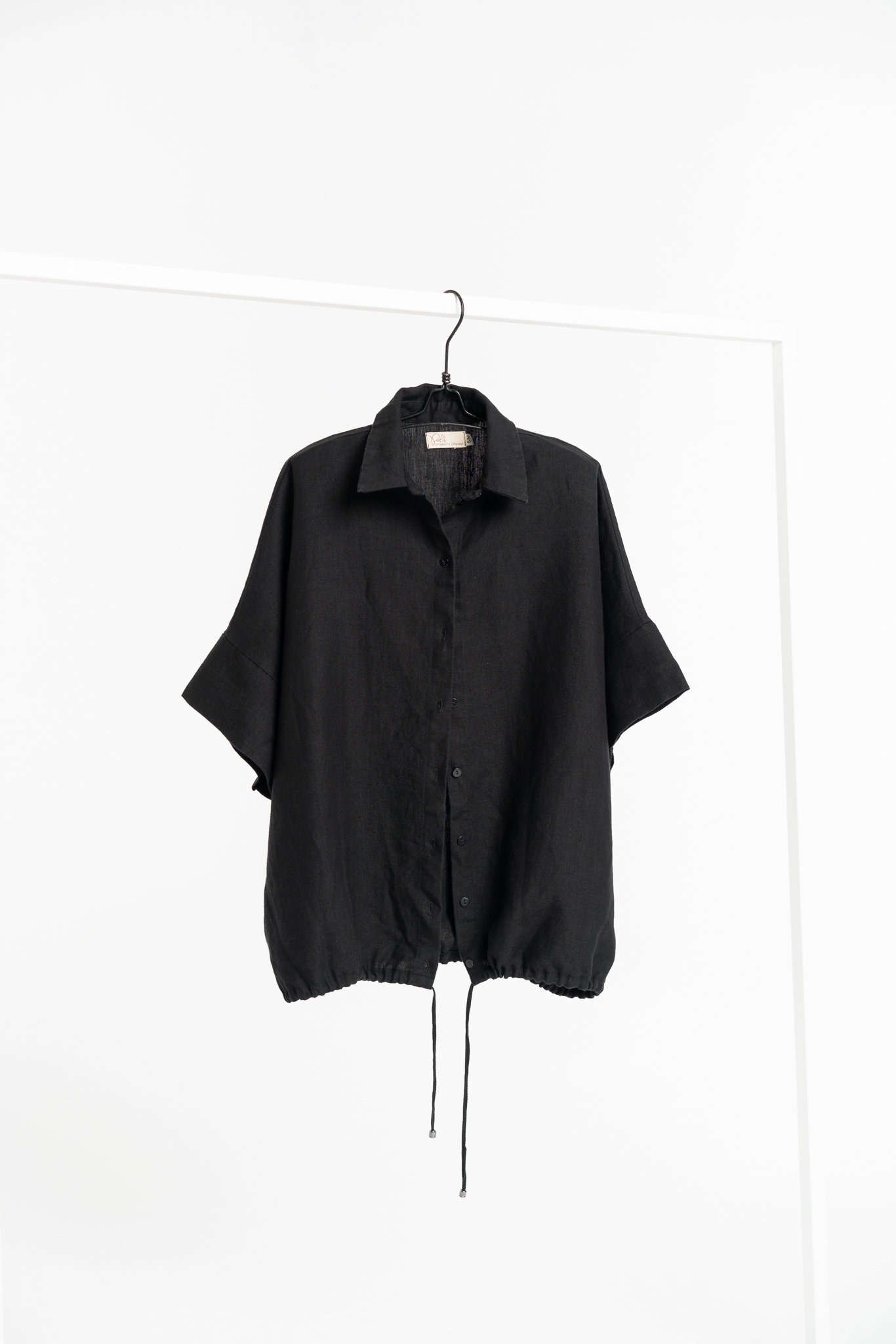 Classic Linen Tie Chest Pocket Oversized Button Shirt