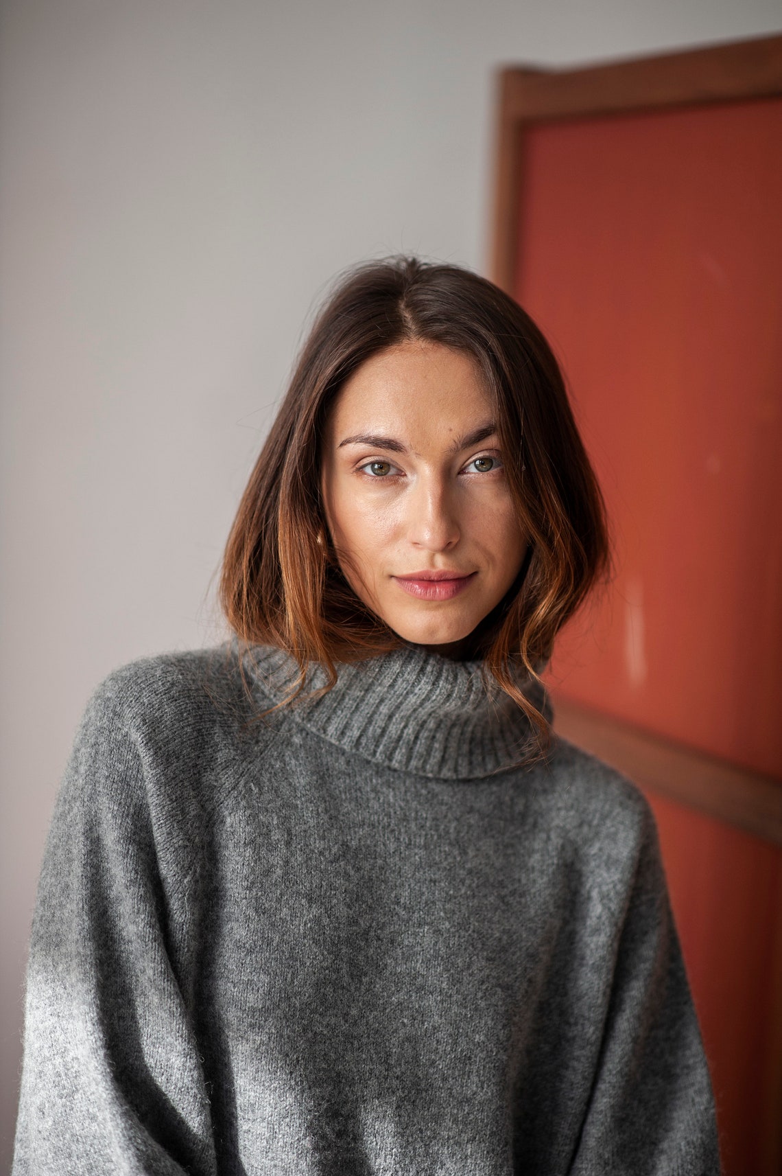 Grey Wool Blend Sweater Stretchable Dress