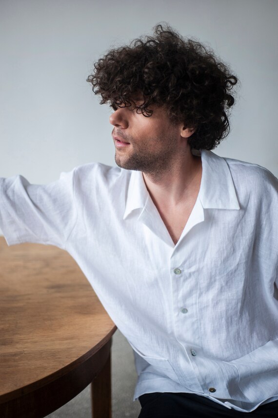 Short Sleeve Casual White Linen Shirt 