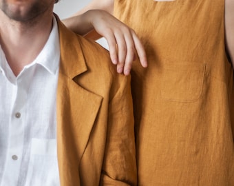 Camel linen blazer for summer wedding, Boho linen jacket for men, guest classic linen jacket for men, Men's lounge  jacket sale