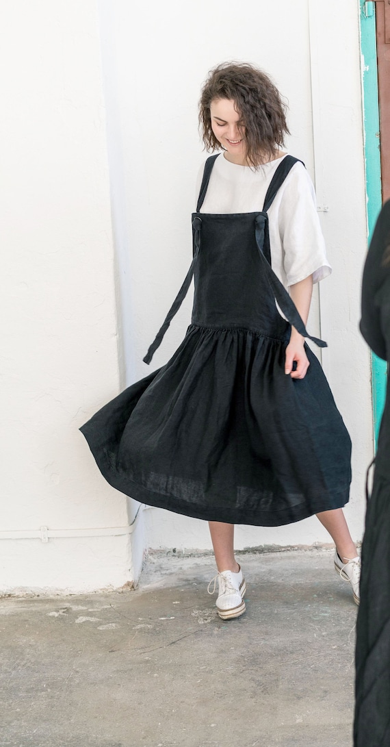 Black maternity pinafore dress online