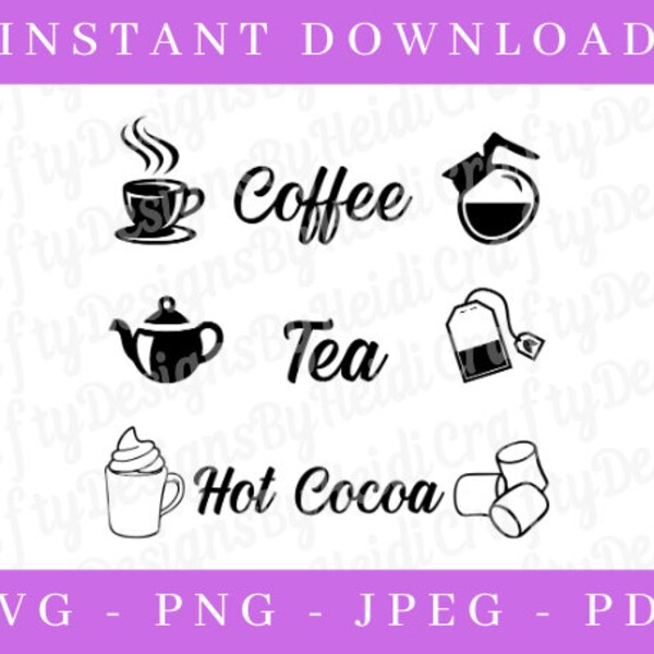 Coffee Tea Hot Cocoa Stickers - Etsy