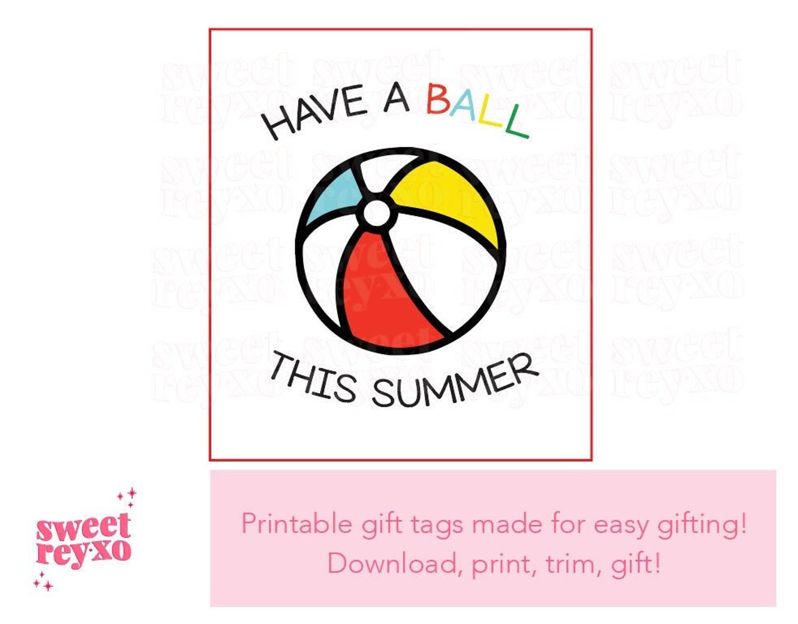 Beach Ball Gift Tag Have a Ball Beach Ball Summer Gift Tag Summer
