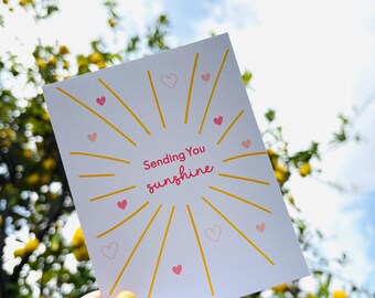Sending You Sunshine Card | Sending Hugs Printable Card | Sunshine Card Print | Feel Better Printable Card | Encouragement Card Print