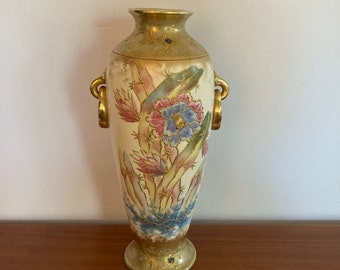 Antique Royal Bonn Cactus Flower Gilded 9 1/4 Inch Vase