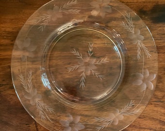 Vintage Etched Glass Salad - Dessert Plates