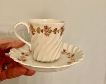 Limoges Franace all white demitasse espresso cup and saucer (item