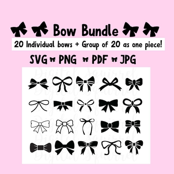 Bow Tie SVG| Bundle Bows Svg Png JPG PDF | coquette bow | Cricut cut file | bow clipart | Cricut bows | ribbon svg | instant download