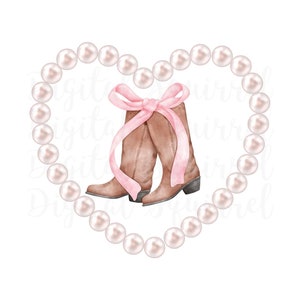 Coquette Cowgirl Boots PNG, Rodeo PNG, boots with bow clipart pdf jpg, Pink Bow Aesthetic, western sublimation, soft girl era boots, digital