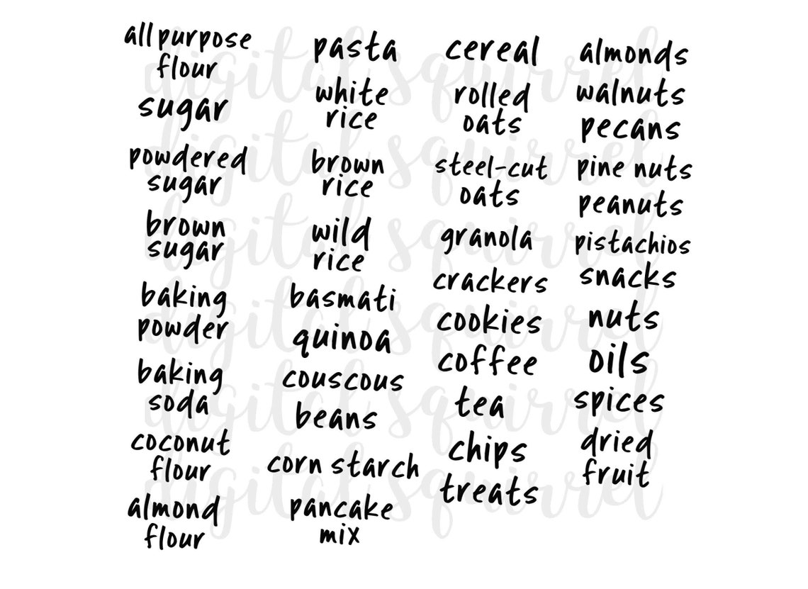Pantry label handwriting font bundle digital pantry labels Etsy