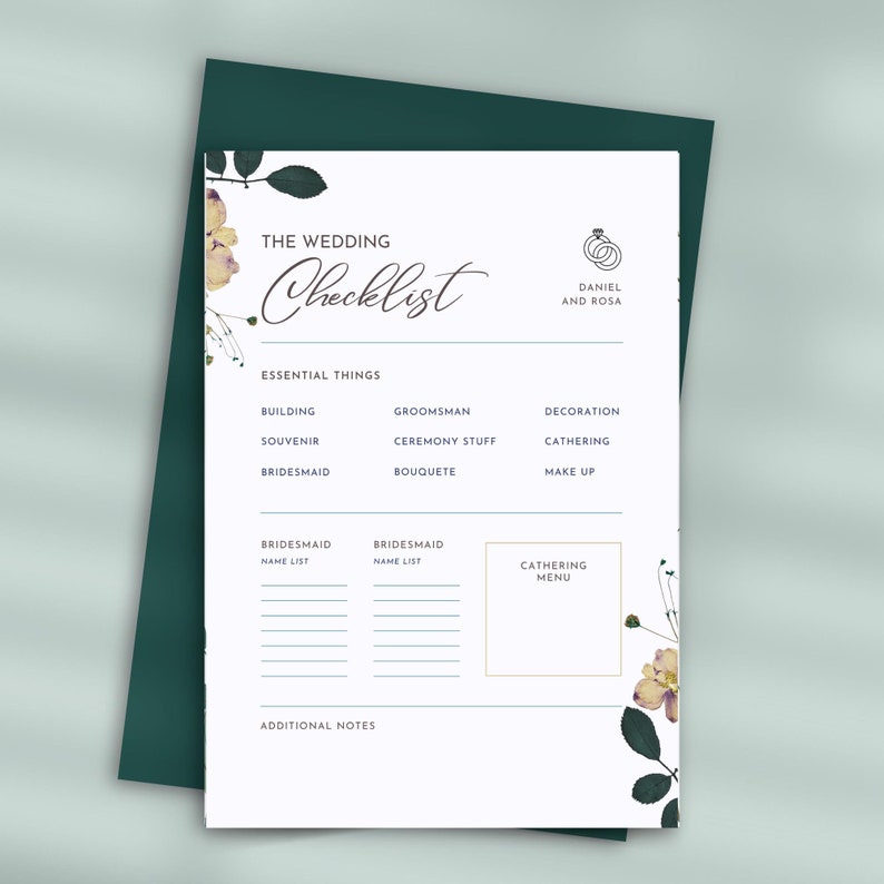 Brown Flowers Wedding Checklist Aesthetic Wedding Checklist wedding