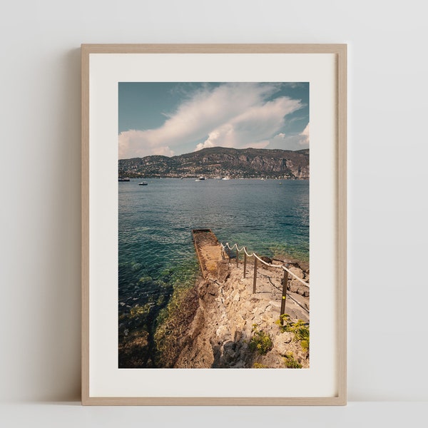 Saint-Jean-Cap-Ferrat Seashore | Old Pier View | Calm Riviera Waters | Coastal Charm Print | Vintage Jetty Scene | Seascape Photography
