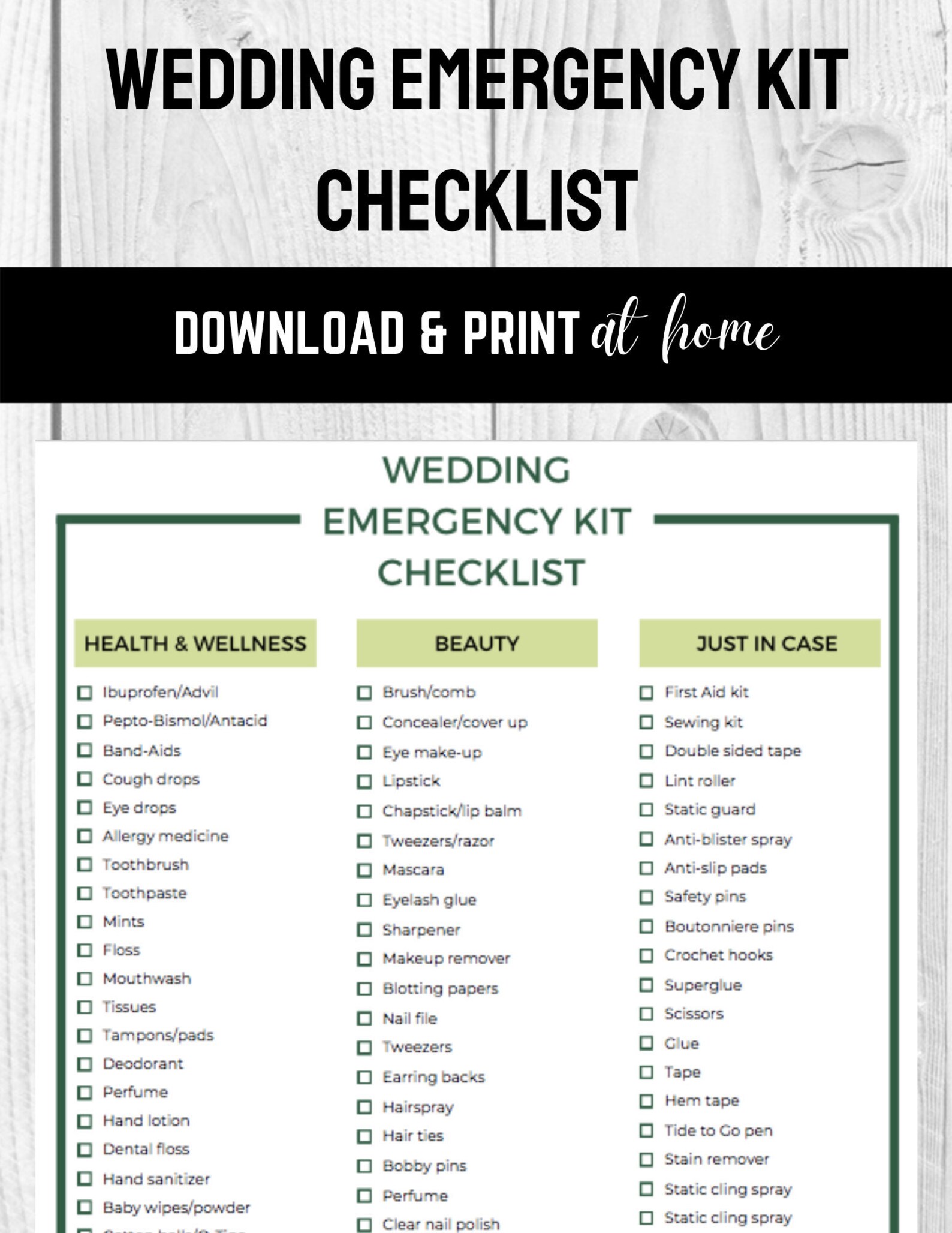 Wedding Emergency Kit Checklist Green Etsy wedding-emergency-kit-checklist-green-etsy