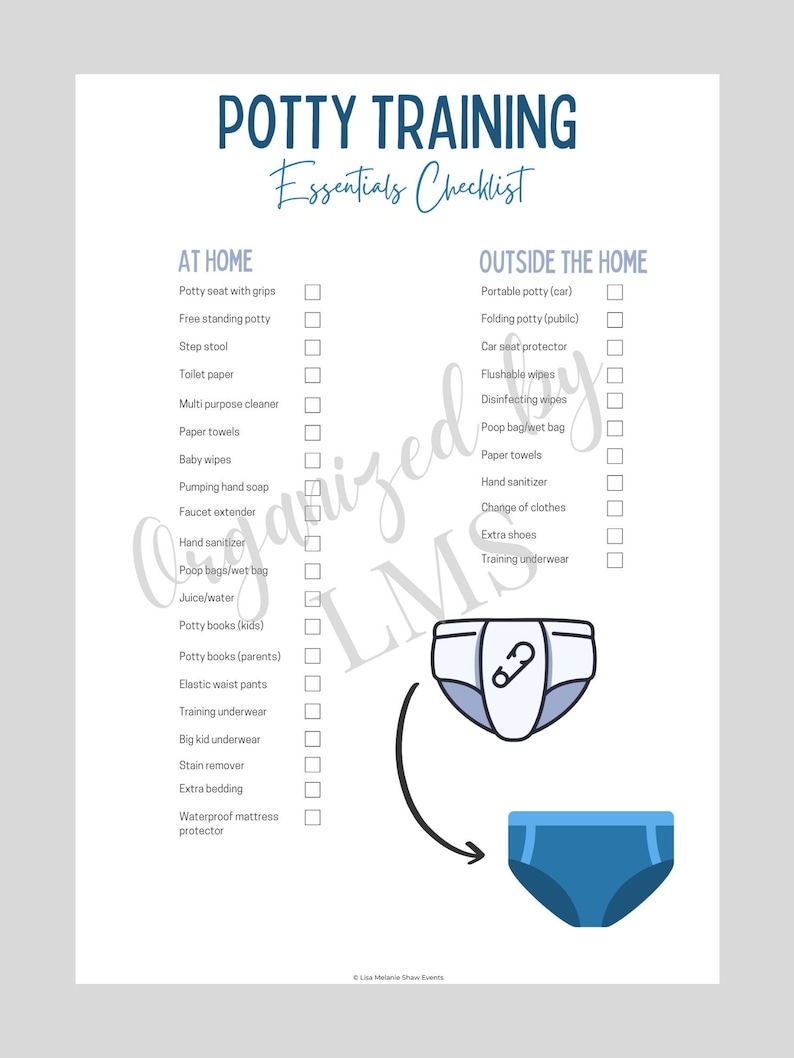 Potty Training Essentials Checklist Etsy