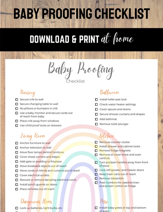 Baby Proofing Checklist.pdf Baby Proofing Checklist Rainbow | Etsy