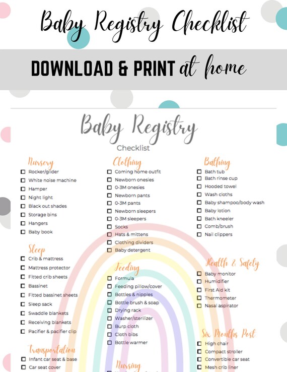 Baby Registry Checklist rainbow | Etsy