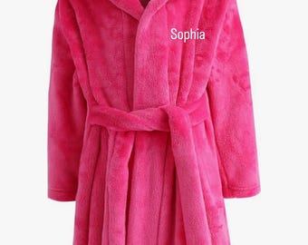 Personalized Kids Fleece Hooded Robe, Embroidered Blanket Robe