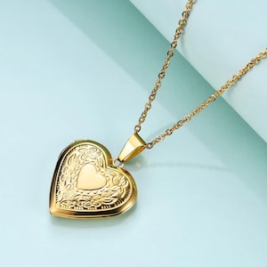 Heart Locket Necklace with Photo, Big Heart Locket, Vintage Locket Necklace, Sibling, Best Friend, Personalized gift for her, Christmas Gift