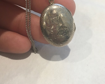 Antique sterling locket and chain