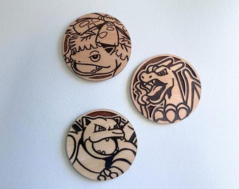 3 archivos SVG 3D de monedas Pokémon para corte láser / Conjunto de 3 diseños de arte mural de dos capas para CNC, Cricut, Glowforge / Solo descarga digital