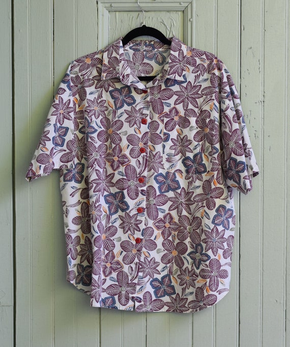 Vintage Hawaiian Tiki Shirt/Blouse - Unlabeled Si… - image 1