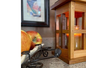 Rustic Wooden Tabletop Lantern; Cedar; Wedding Lantern Centerpiece; Farmhouse Style; Table Centerpiece; Jar Candle or LED Candle Cover