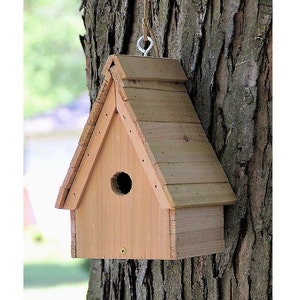 A-Frame Birdhouse, Handcrafted  Rustic Cedar, Garden Decor, Yard Art/Ornament, Great gift for Grandparent, Teacher, Small Classic Birdhouse