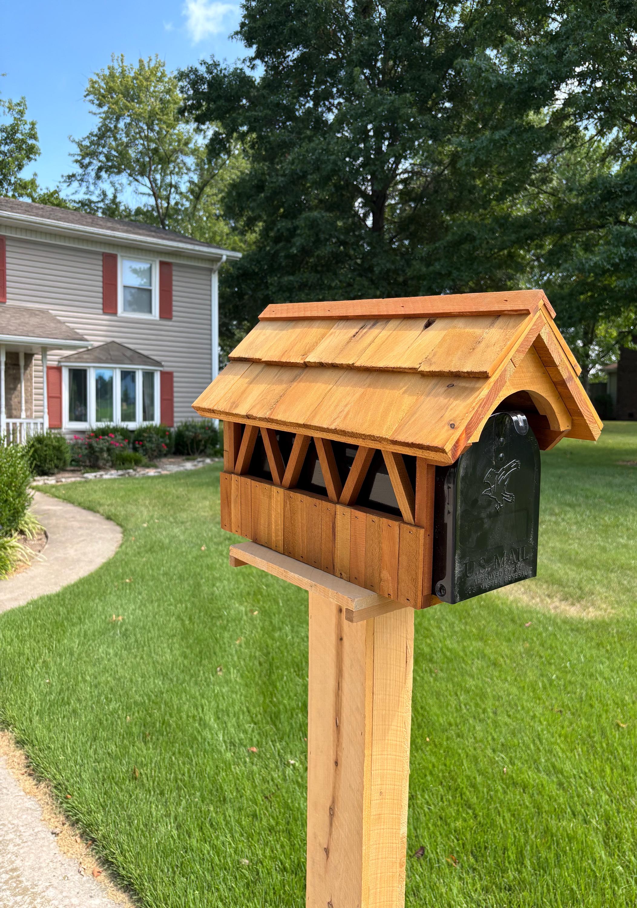 Mailbox Cladding Rustic Cedar Covered Bridge Mailbox Cover, Shake Shingles , for Metal ...