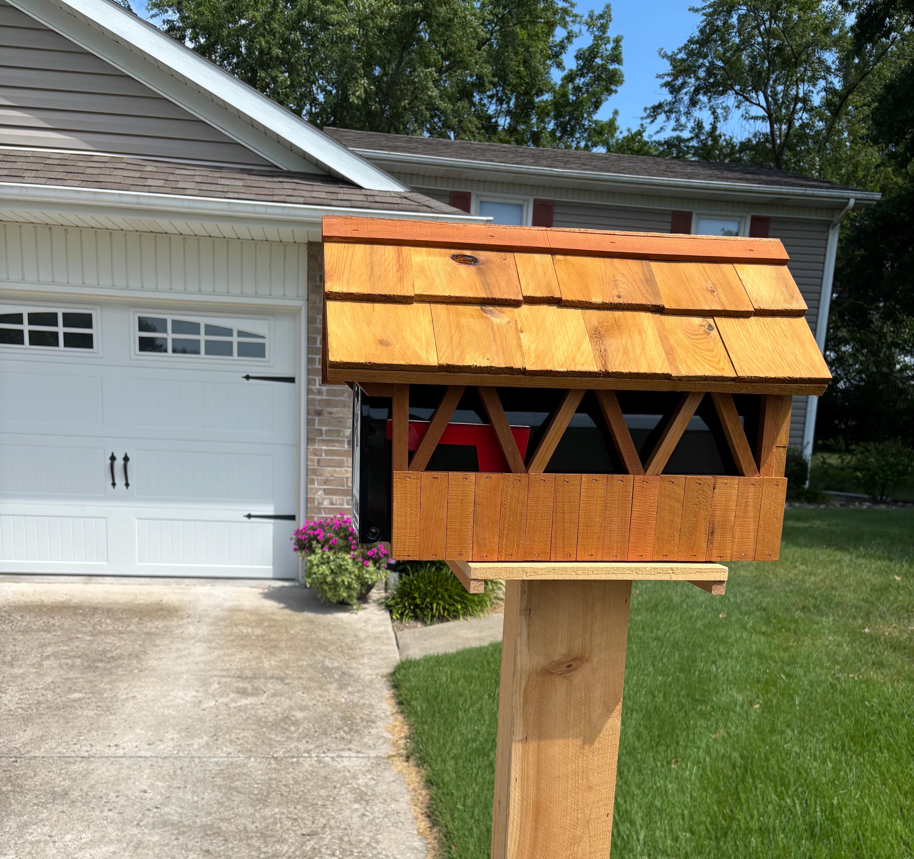 Mailbox Cladding Rustic Cedar Covered Bridge Mailbox Cover, Shake Shingles , for Metal ...