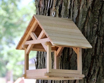 Cedar Pavilion Bird Feeder, Picnic Shelter style Bird Feeder, Rustic, Fly through, Garden Decor, Wedding display, Nature lover Great Gift