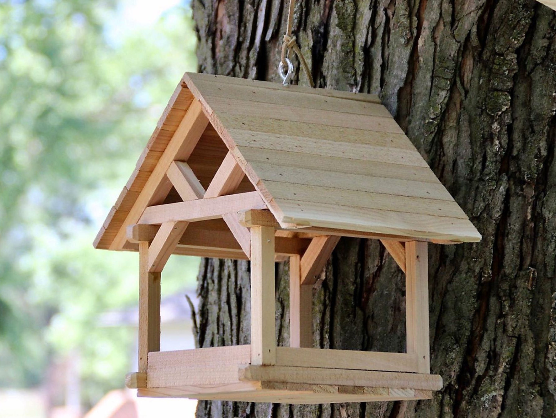 Cedar Pavilion Bird Feeder, Picnic Shelter style Bird Feeder, Rustic, Fly through, Garden Decor, Wedding display, Nature lover Great Gift