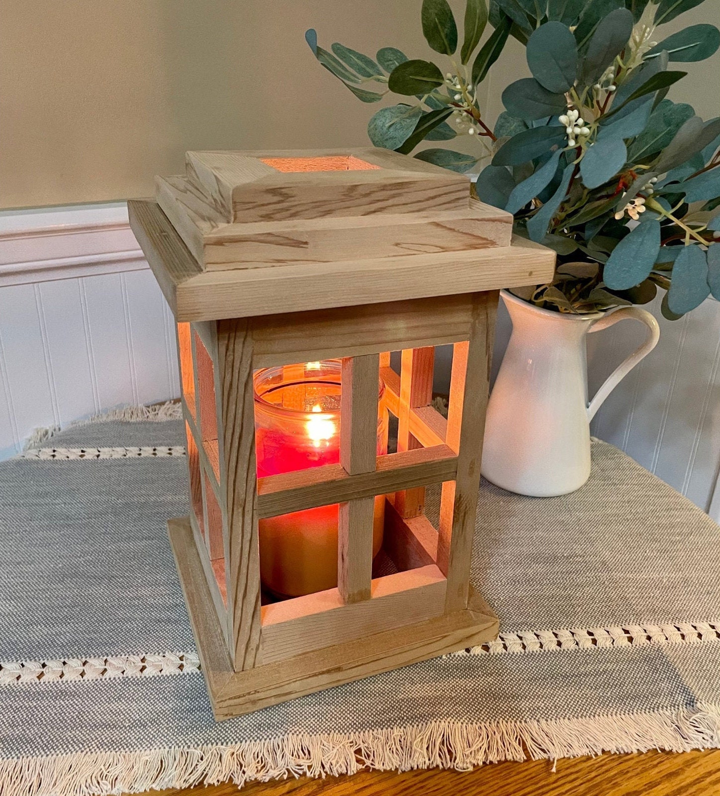 Rustic Wooden Tabletop Lantern Cedar Wedding Lantern Etsy