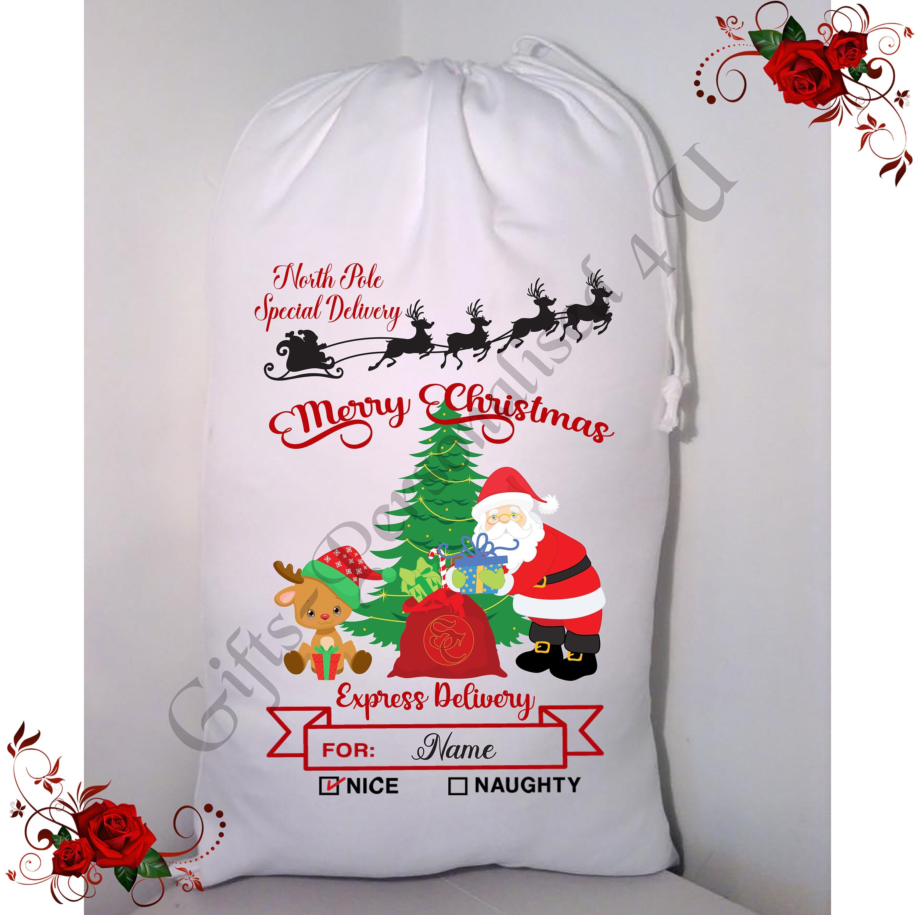 personalised small drawstring bag
