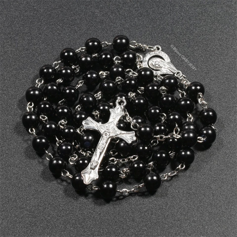 Chapelet Fantaisie en Perles Religieux, avec Croix Crucifix Jésus Pour Prière