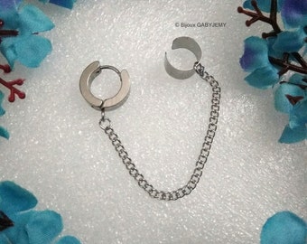 ear cuff / ear ring / cartilage earring / gothic earrings / with stainless steel chain and ring