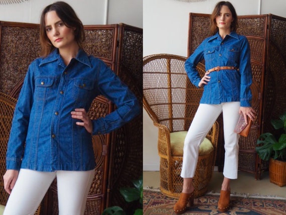 Vintage 1970s Lee Denim Jacket | Blue Popper Snap