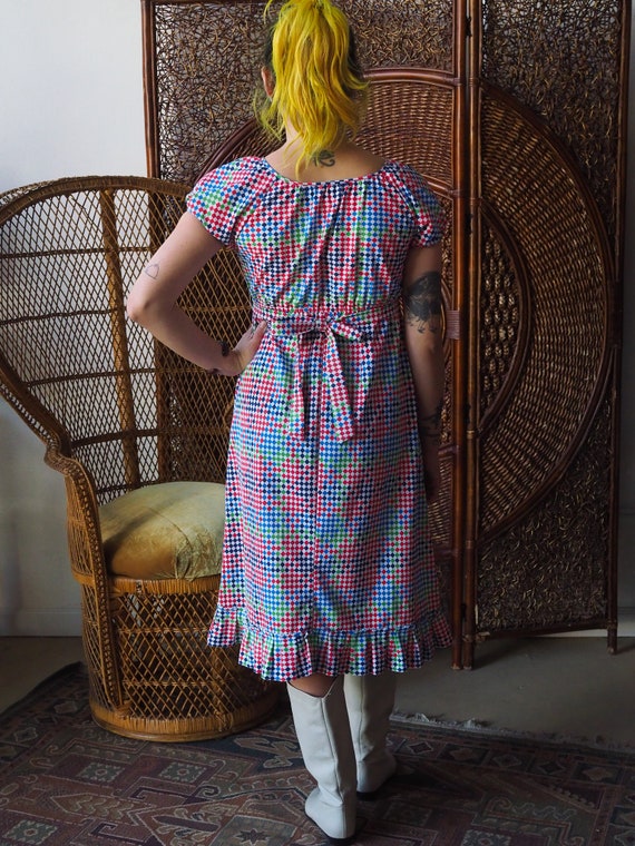 Vintage 1970s Checkered Prairie Dress | Multicolo… - image 6