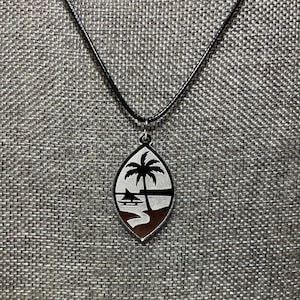 Silver/Mirror Acrylic Guam Seal Necklace