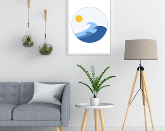 Printable Sea Illustration | Sea Art Print |Sea Waves Printable Illustration | Sea/Waves Print |Sea Wallart| Downloadable Art/Illustration