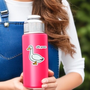 Silly Goose Vinyl Sticker for Macbook Microsoft  | Cute Water Bottle Goose Sticker | Silly Goose Sticker | Silly Decor Laptop Sticker