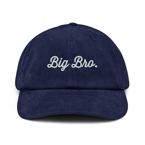 Custom Signature Big Brother Corduroy Navy Blue Baby Kids Adult Mens Cap | Baby Toddler | Baby shower gift | Baby announcement Pregnancy