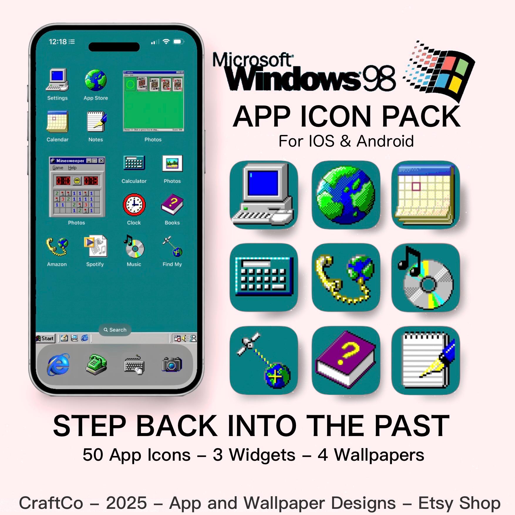 Windows 98 icon pack - Etsy 日本