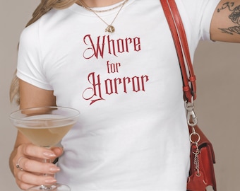 Camiseta retro Y2K para bebé, camiseta de "puta del terror", divertida camiseta de Halloween, regalo para fans de películas de terror, camiseta vintage de los 90