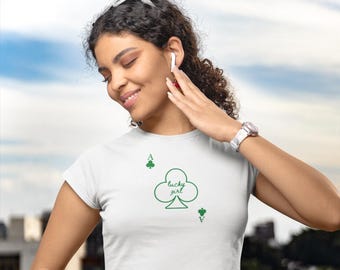Top corto Lucky Girl, Top corto del día de San Patricio, Top corto Lucky You, Síndrome de Lucky Girl, Camiseta de bebé Y2K, Camiseta de naipes, Camiseta irlandesa