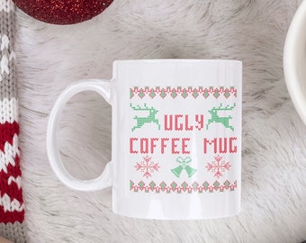 Ugly Christmas Sweater Mug, Ugly Christmas Mug, Funny Christmas Mug, Christmas Gift, White Elephant Gift, Sweater Coffee Mug